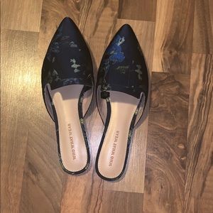 Blue flat mules
